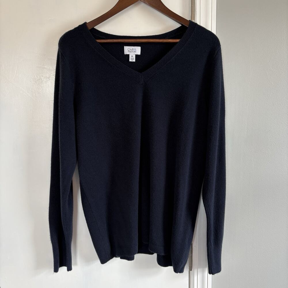 Croft & Barrow Sweater Top V-Neck Black Pullover Women's XXL Minimalist